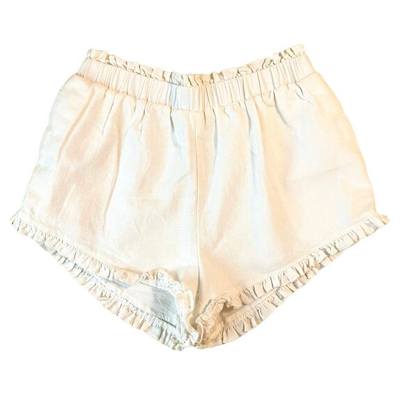 Lani The Label Pants - Lani The Label White Ruffled Cotton Shorts — Size Medium